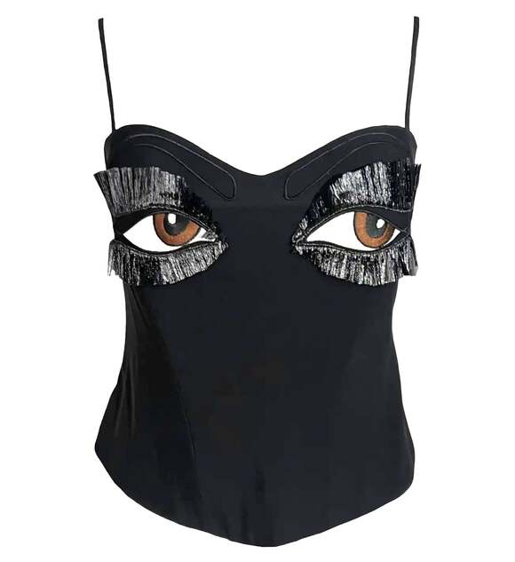 Moschino Tops - Moschino Couture Vintage S/S 1990 Eyes Bustier Corset Boning Throughout